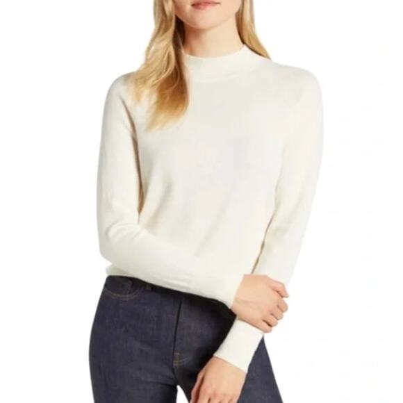 Everlane NWT Cashmere Mock Neck Cream Sweater Size Medium NEW - Picture 1 of 5